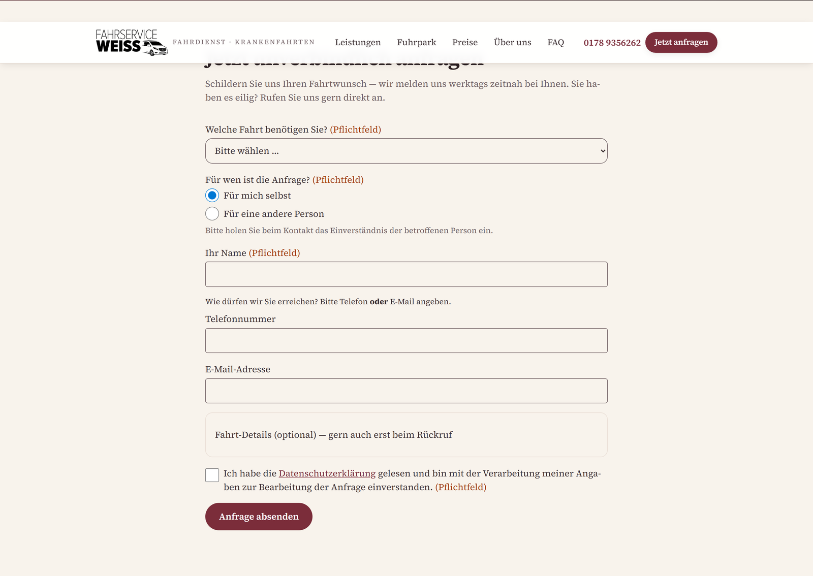 Fahrservice Weiß — Projekteinblick 3