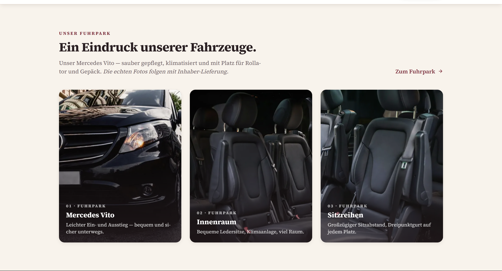 Fahrservice Weiß — Projekteinblick 2