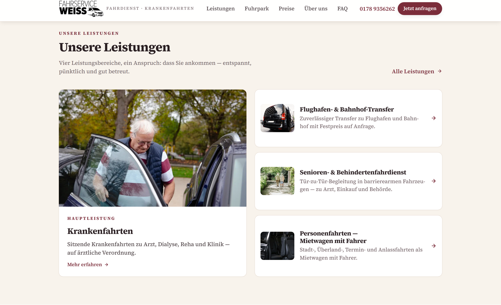 Fahrservice Weiß — Projekteinblick 1